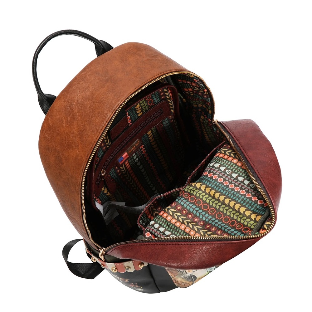 Nicole Lee Black & Brown Cafe Print Backpack - Picture 5 of 12